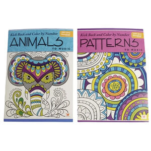 NEW Color by Number Adult Activity Books Patterns/Animals Bundle 2